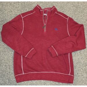 Tommy Bahama Tobago Bay Half- Zip Pullover Men's Red Medium Long Sleeve Sweater